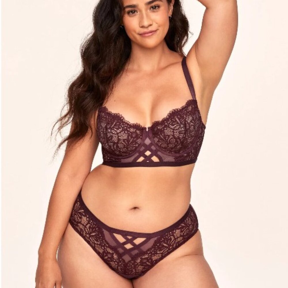 NWT Adore Me Diara Bra + Panty Set - Burgundy - Size 42C + 1X - Picture 2 of 14